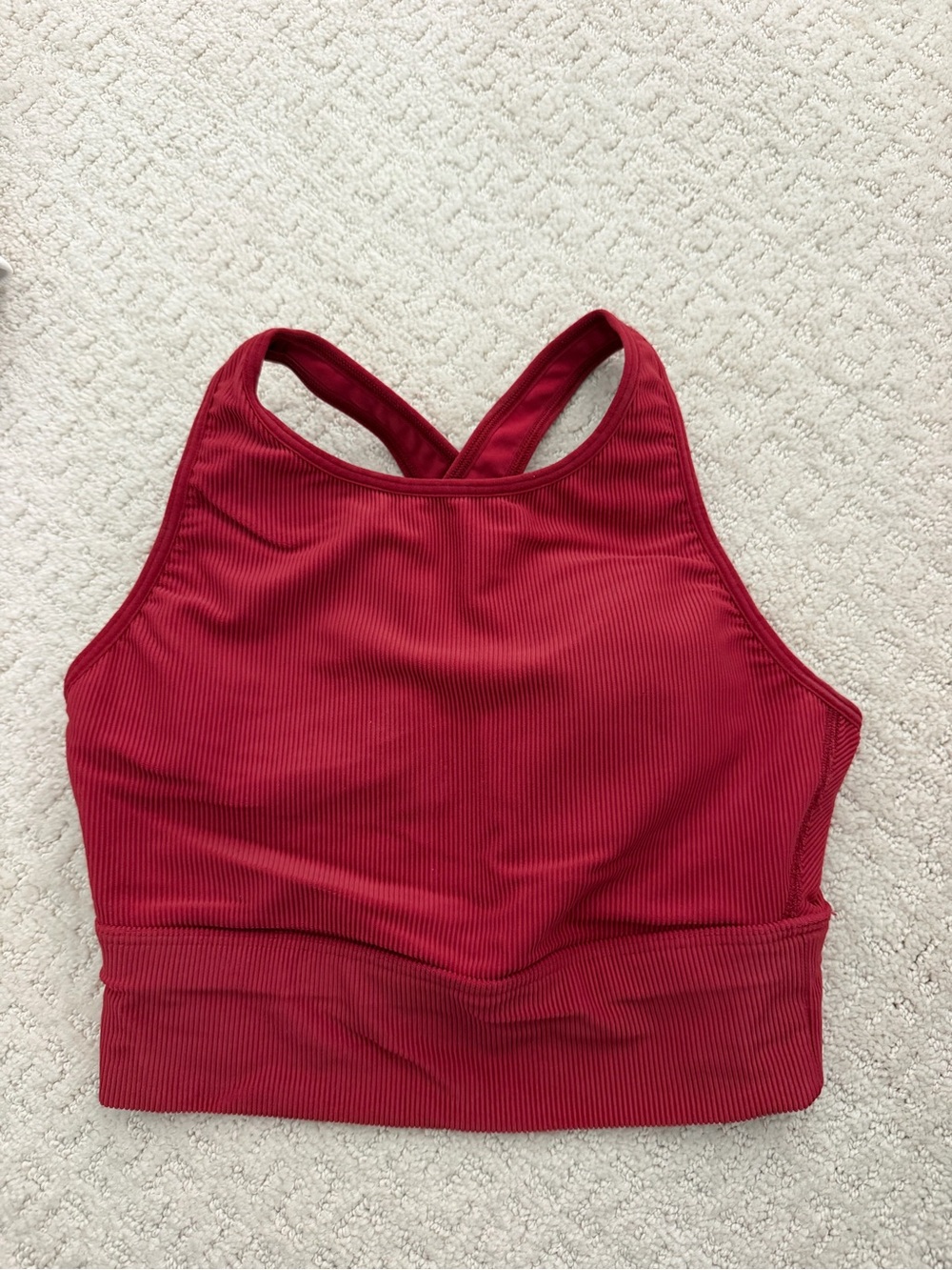 CALIA by Carrie Underwood Ribbed High-Neck Sports Bralette - Deep Red
